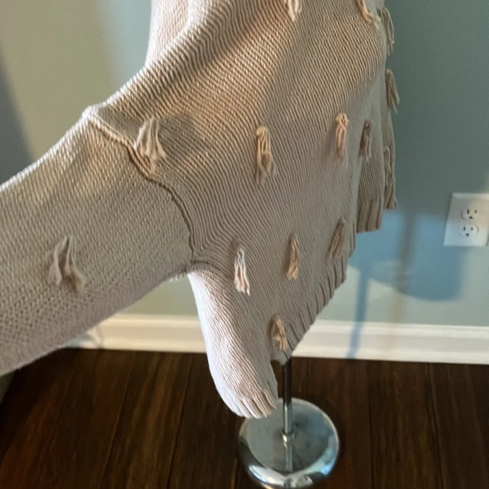 Madewell Blush Pink Pom Pom Tassel Sweater 100% Cotton Size M - Picture 10 of 15